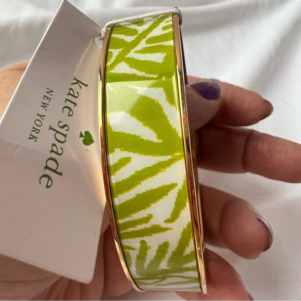 Kate Spade green & white gold-tone bangle bracelet BNWT - Picture 9 of 16